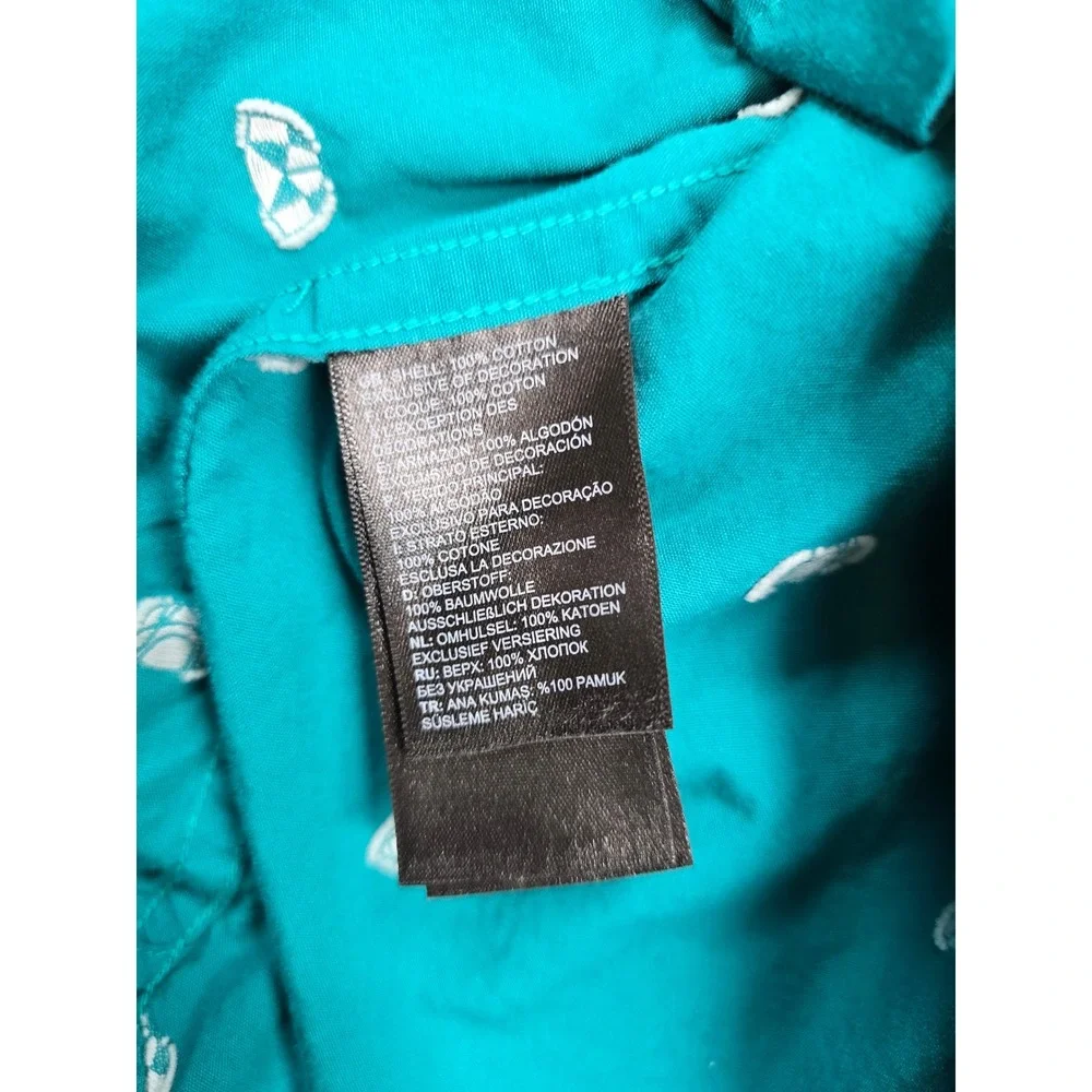 The North Face Igloo Print Shirt Mens Large Teal Cotton Short Sleeve Button Down